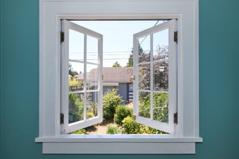 A window with open doors